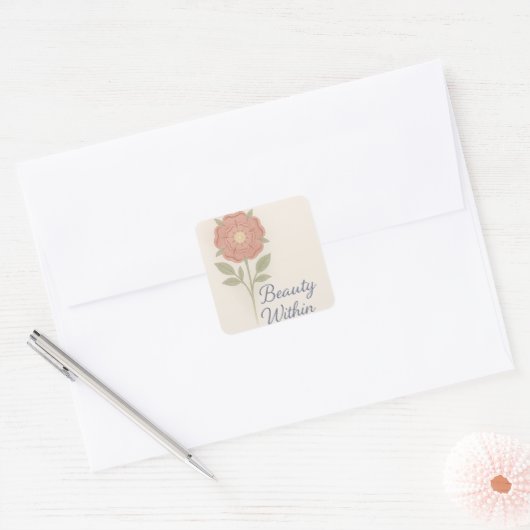 Schoonheid van binnen vierkante sticker (Envelop)