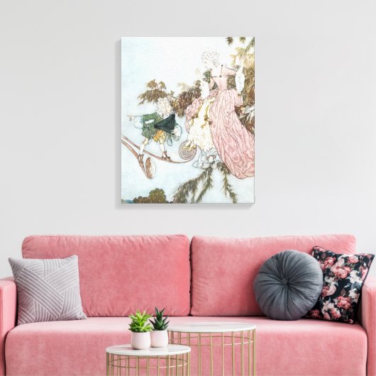  schoonheid van de fluitfles door Edmund Dulac Canvas Afdruk (Insitu (Woonkamer))