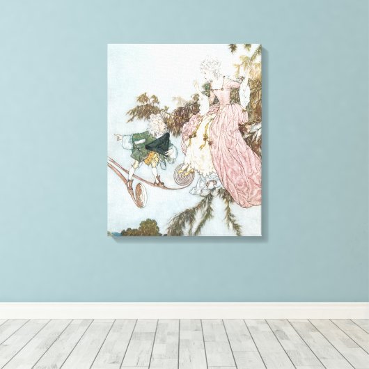  schoonheid van de fluitfles door Edmund Dulac Canvas Afdruk (Insitu (Houten vloer))