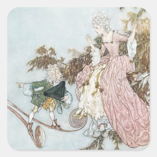  schoonheid van de fluitfles door Edmund Dulac Vierkante Sticker (Voorkant)
