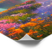 Schoonheid van de oude rivier en kleurrijke flora poster (Hoek)