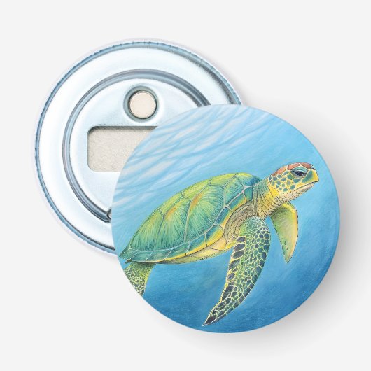 Schoonheid van de schildpad button flesopener (Voorkant)