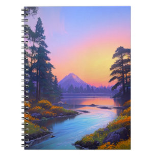 Schoonheid van een avondscène langs de rivier notitieboek