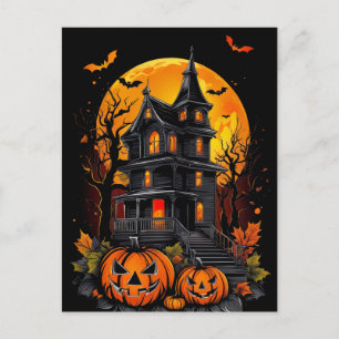 Schoonheid van een Spooky Mansion, Halloween Briefkaart