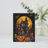 Schoonheid van een Spooky Mansion, Halloween Briefkaart (Staand voorkant)