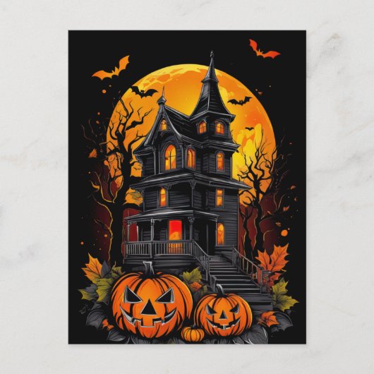 Schoonheid van een Spooky Mansion, Halloween Briefkaart (Voorkant)