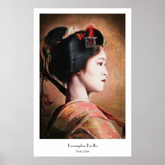 Schoonheid van Geisha - cool japans schilderij Poster (Voorkant)