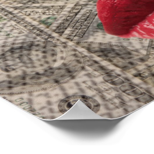 Schoonheid van Geld Grappige Dollar met rode lippe Poster (Hoek)