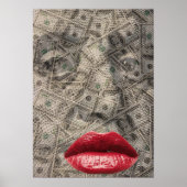 Schoonheid van Geld Grappige Dollar met rode lippe Poster (Voorkant)