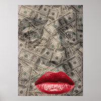 Schoonheid van Geld Grappige Dollar met rode lippe