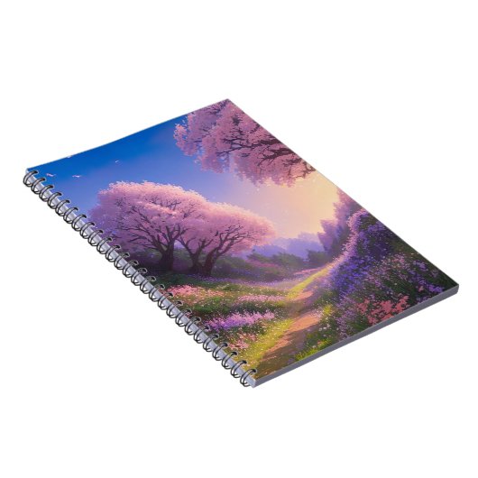 Schoonheid van het pad tussen Sakura bomen Notitieboek (Rechterzijde)