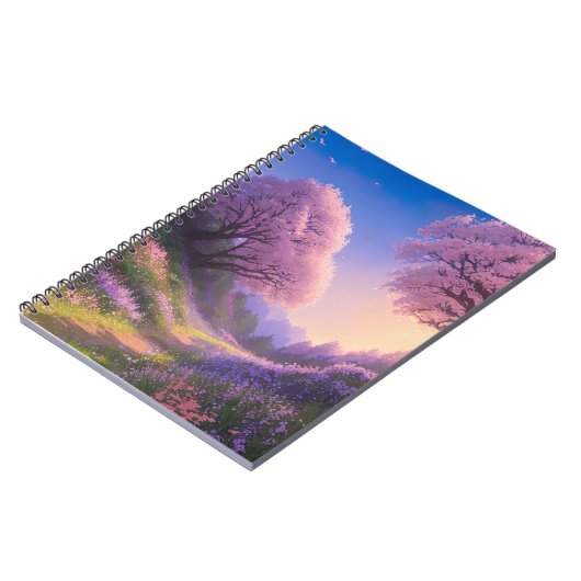 Schoonheid van het pad tussen Sakura bomen Notitieboek (Linkerzijde)