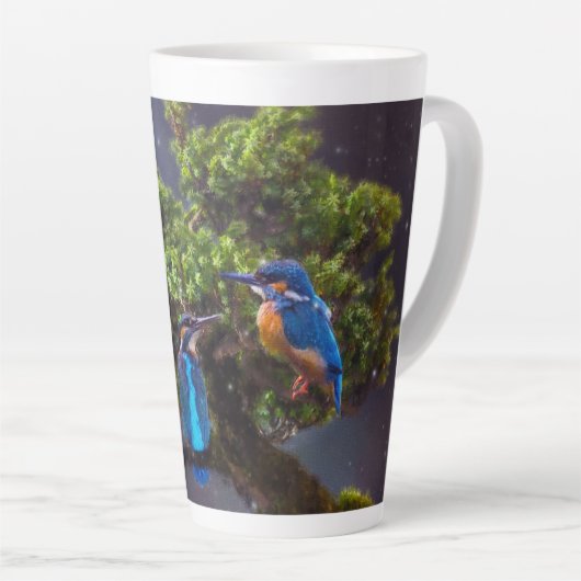 Schoonheid van wilde natuur- Kingfisher en Bonsai  Latte Mok (Rechterhoek)
