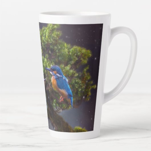 Schoonheid van wilde natuur- Kingfisher en Bonsai  Latte Mok (Rechts)