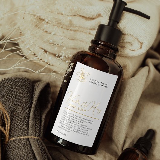 Schoonheid Vanille bloem goud wit hand wassen labe Wijn Etiket