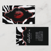 Schoonheid Visitekaartjes Dierlijke Zebra Rode lip (Voorkant / Achterkant)