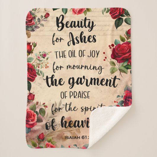 Schoonheid voor as, Jesaja 61:3, Roos Schrift Sherpa Deken (Voorkant)