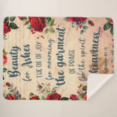 Schoonheid voor as, Jesaja 61:3, Roos Schrift Sherpa Deken (Voorkant (horizontaal))