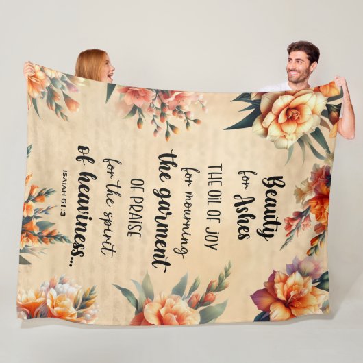 Schoonheid voor as, Jesaja 63:1, Bloemen Christeli Fleece Deken (In situ)