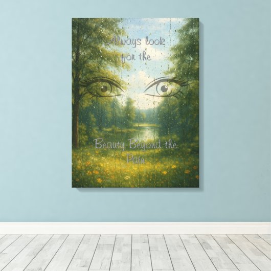 Schoonheid voorbij de pijn Uitgerekt Canvas Print (Insitu (Houten vloer))