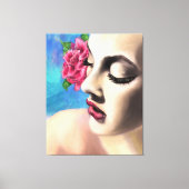 Schoonheid Vrouw met Rode Rose Canvas Print - Schi (Voorkant)