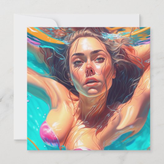 Schoonheid Vrouw Onder Water AI Kunst (Voorkant)