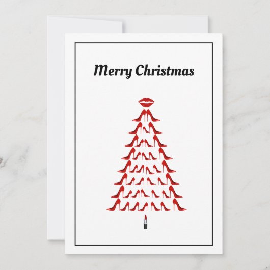 Schoonheid Vrouw Rode Hoge Hak Schoenen Kerstmis Feestdagenkaart (Voorkant)