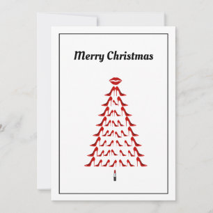 Schoonheid Vrouw Rode Hoge Hak Schoenen Kerstmis Feestdagenkaart