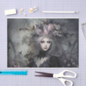 Schoonheid Vrouwelijke Gotische Koningin met Bloem Tissuepapier (Craft)