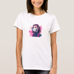 Schoonheid vrouwen met gemaskerd gas t-shirt