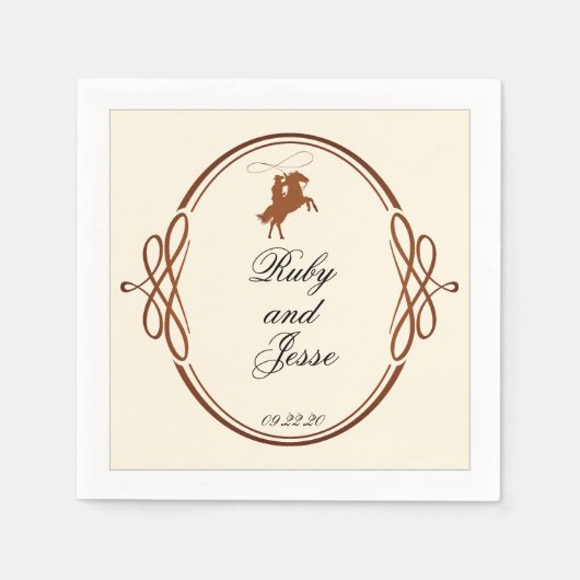 Schoonheid Westerne donkerbruine bruiloft Servet (Voorkant)