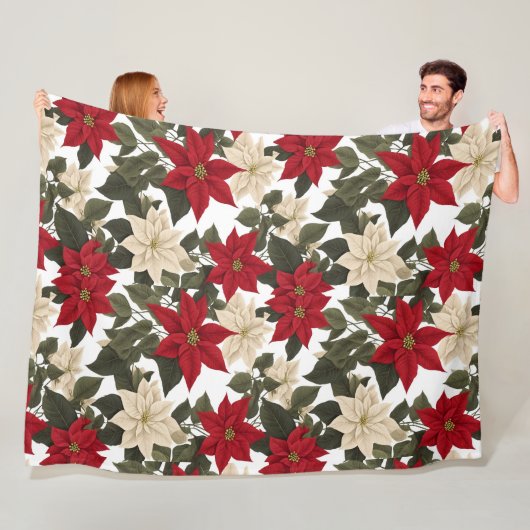 Schoonheid Winter Bloemen Winter Rode Bloemen Groe Fleece Deken (In situ)