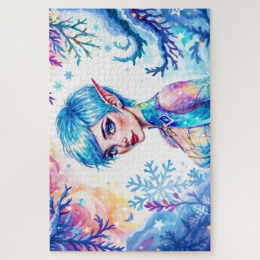 Schoonheid winter elf betoverde vorst koningin kun legpuzzel (Verticaal)