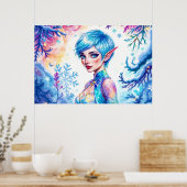 Schoonheid winter elf betoverde vorst koningin kun poster (Keuken)
