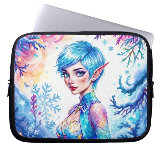 Schoonheid winter elf betoverde vorstkoningin kuns laptop sleeve (Voorkant)