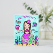 Schoonheid Zeemeermin Verjaardagsuitnodigingen Briefkaart (Staand voorkant)