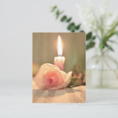 Schoonheidsbehandeling - roze roze roos en kaars briefkaart (Staand voorkant)
