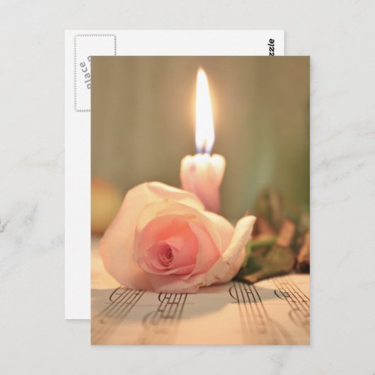 Schoonheidsbehandeling - roze roze roos en kaars briefkaart (Voorkant / Achterkant)