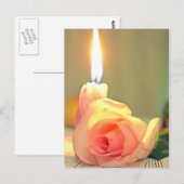 Schoonheidsbehandeling - roze roze roos en kaars briefkaart (Voorkant / Achterkant)