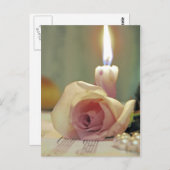 Schoonheidsbehandeling - roze roze roos en kaars briefkaart (Voorkant / Achterkant)