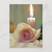 Schoonheidsbehandeling - roze roze roos en kaars briefkaart (Voorkant)