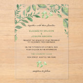 Schoonheidsbenemende botanische bruinbruiloft Uitn Acryl Uitnodigingen (Voorkant)