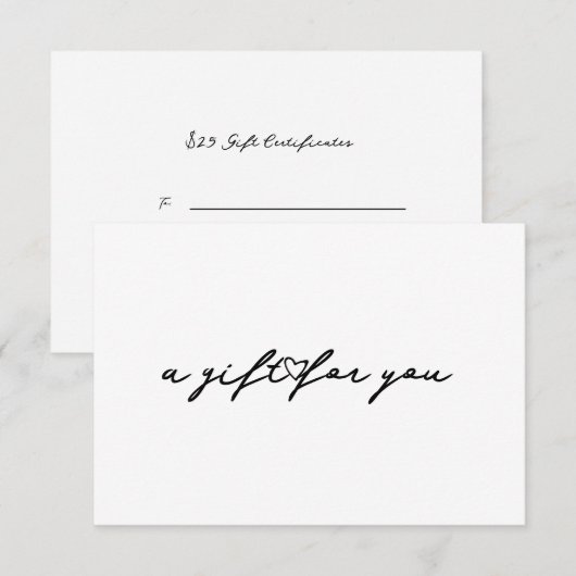 Schoonheidscadeaucertificaat uitnodiging Script He (Voorkant / Achterkant)