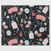 Schoonheidscosmetische patroon zwarte cadeauomslag cadeaupapier (Vlak)