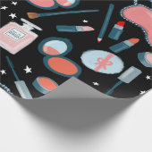 Schoonheidscosmetische patroon zwarte cadeauomslag cadeaupapier (Hoek)