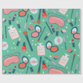 Schoonheidscosmetische productpatroon groene cadea cadeaupapier (Vlak)