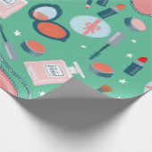 Schoonheidscosmetische productpatroon groene cadea cadeaupapier (Hoek)