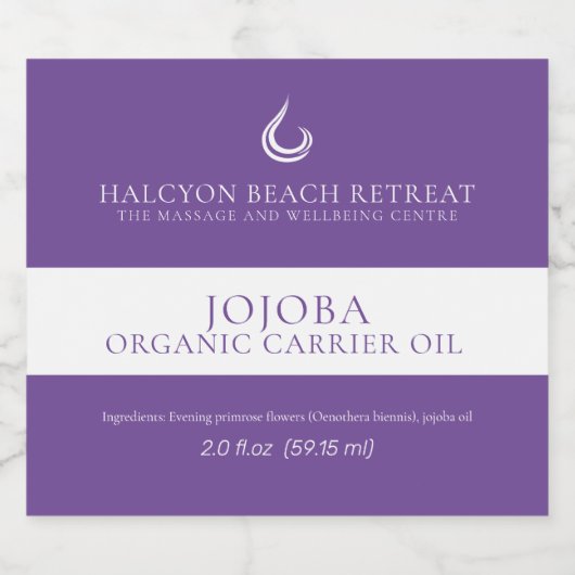 Schoonheidsdrager olieproduct paarse likeurfles etiket (Enkel label)