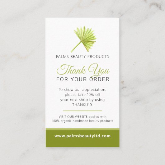 Schoonheidsfoto-promo herhaal bedrijvenpalm visitekaartje (Voorkant)