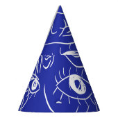 Schoonheidsgezicht: één-lijn tekening. feesthoedjes (Links)